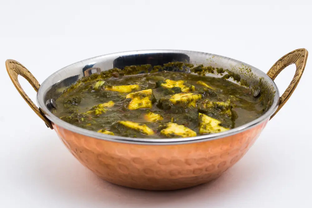 A bowl of saag paneer