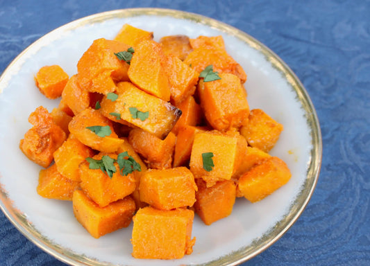 A plate of roasted butternut squash