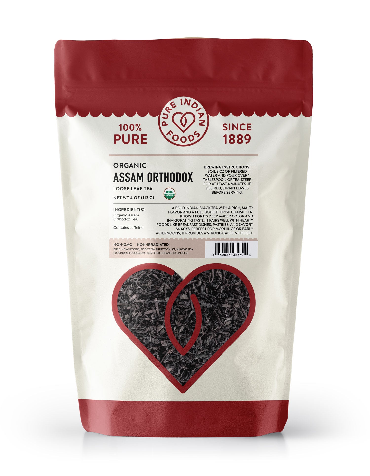 An 8 oz bag of Assam Orthodox Tea