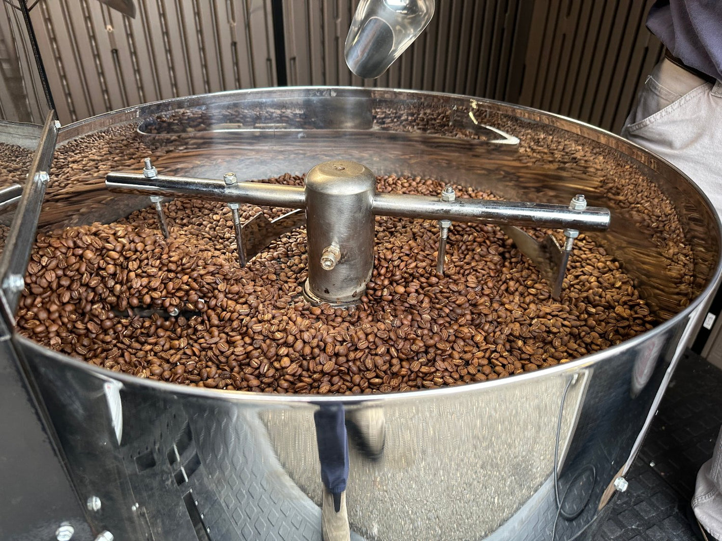 Organic Indian Coffee Beans being roasted to order.