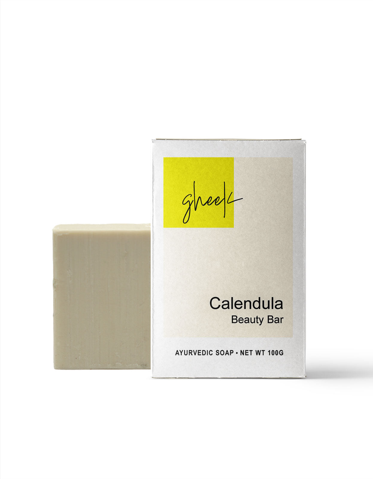 Calendula Beauty Bar GHEEK brand Ayurvedic soap, an all natural herbal soap made with pure water from the sacred Ganga River