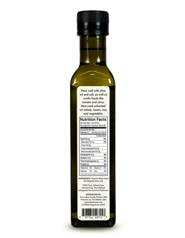 Black Seed Oil Cold Pressed Virgin Certified Organic Black Cumin Seed Nigella sativa 250 mL