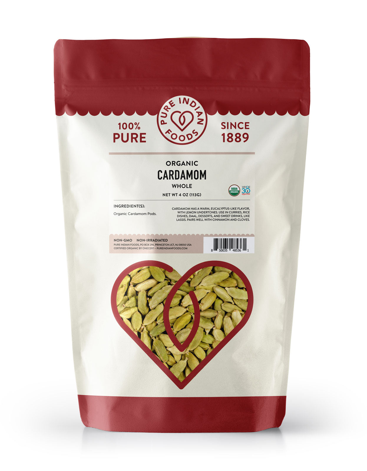 Certified Organic Cardamom - Whole Green Pods Or Ground