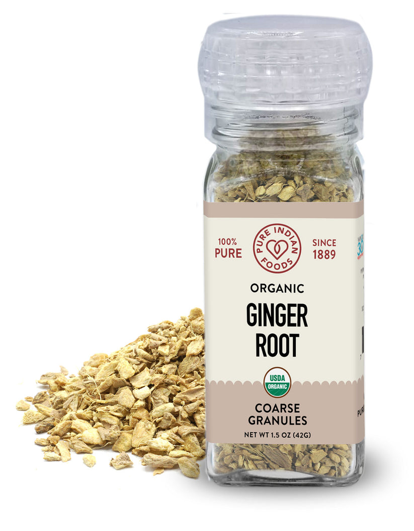 Ginger Root Coarse Granules, Certified Organic - 1.5 Oz, In Grinder To 