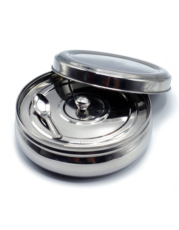 Indian Spice Tray Spice Box or Spice Rack also known as Masala Dani or Masala Dabba Stainless Steel